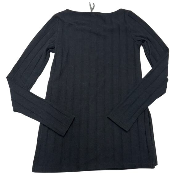 Anthropologie Shirt Womens X Small Black Ribbed Knit Side Slit Tunic Top - Picture 4 of 9